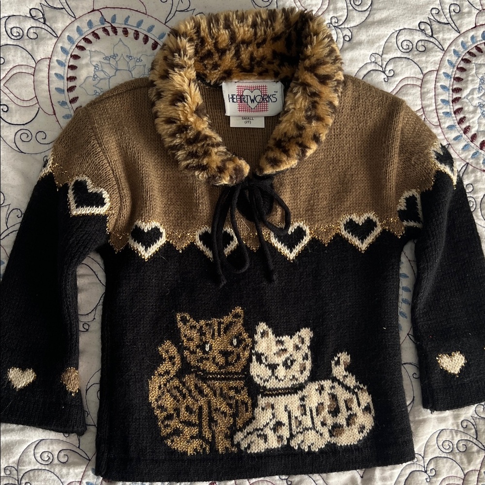 Kids Leopard Print Sweater - Black and Brown